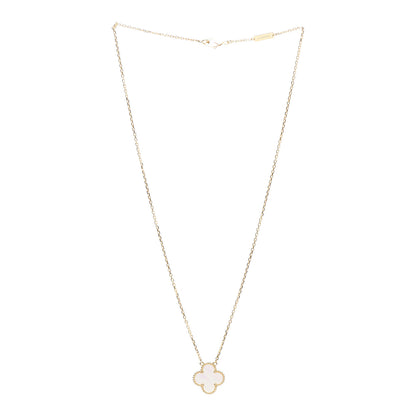 Van Cleef & Arpels 18K Yellow Gold Mother of Pearl Vintage Alhambra Pendant Necklace 3 of 5