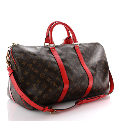 Louis Vuitton Calfskin Monogram Keepall Bandouliere 50 Coquelicot 2 of 9