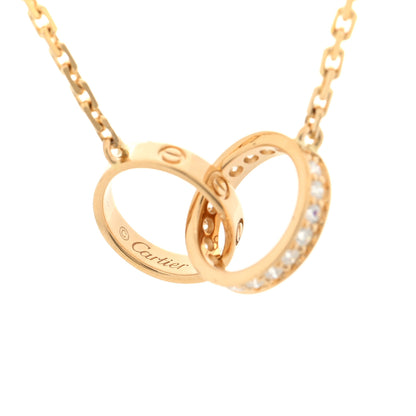 Cartier 18K Yellow Gold Diamond Interlocking LOVE Necklace 4 of 6