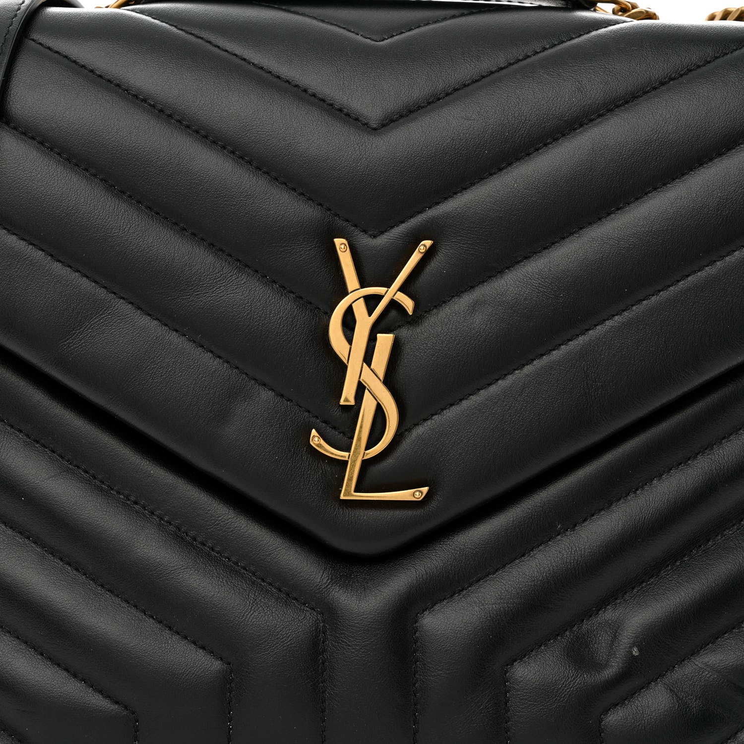 Saint Laurent Calfskin Y Quilted Monogram Medium Loulou Chain Satchel Black 8 of 13