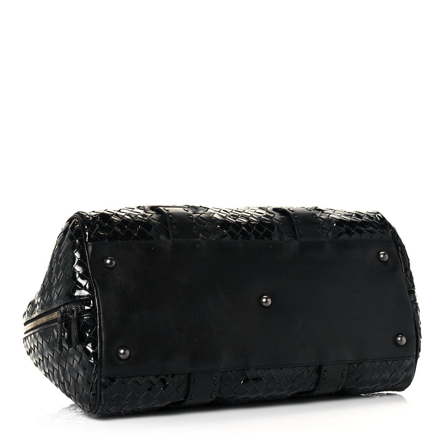 Patent Nappa Intrecciato Satchel Black