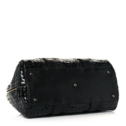 Bottega Veneta Patent Nappa Intrecciato Satchel Black 3 of 16