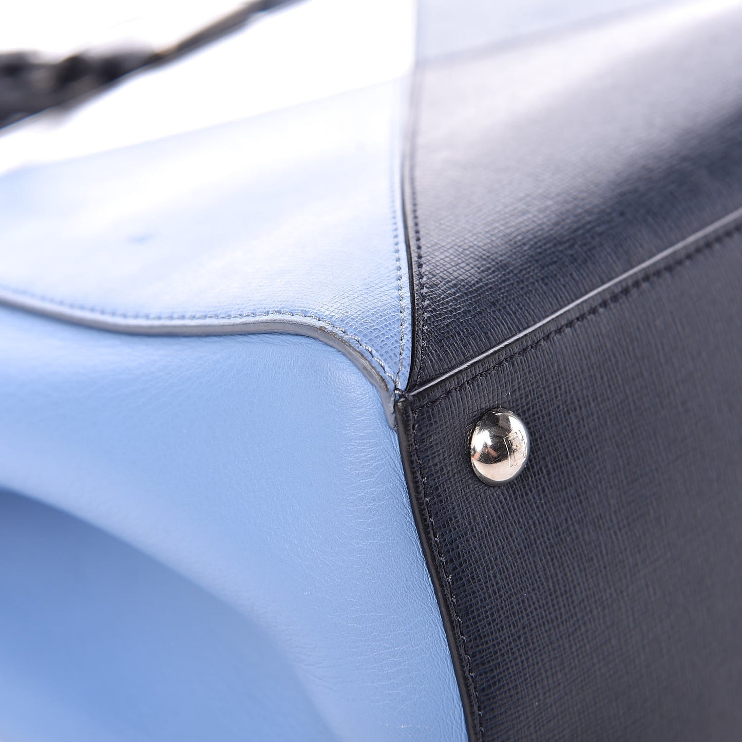 Vitello Elite Calfskin Colorblock Petite 2Jours Tote Blue Multicolor