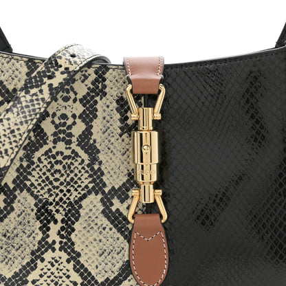 Gucci Snakeskin Small Jackie 1961 Hobo Black Beige 8 of 10