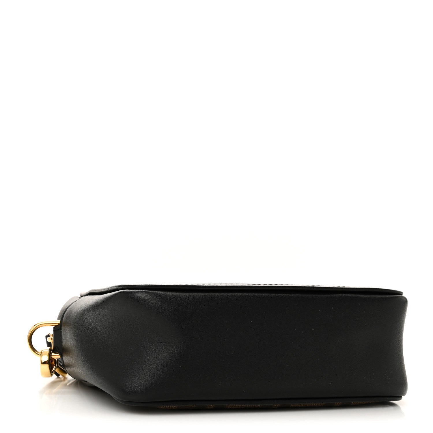 Fendi Glazed Fabric Vitello Century FF 1974 Stamp Patch Mini Camera Case Mogano Panna Black 4 of 10