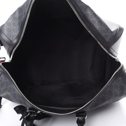 Gucci Soft GG Supreme Monogram Appia Calfskin Web Large Carry On Duffle Bag Black Grey 4 of 9