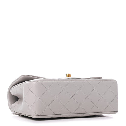 Chanel Lambskin Quilted Mini Top Handle Rectangular Flap Grey 3 of 4