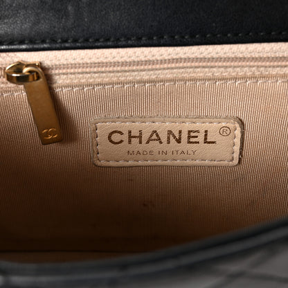 Chanel Goatskin Quilted Pearl Chain Flap Bag Black 6 of 10