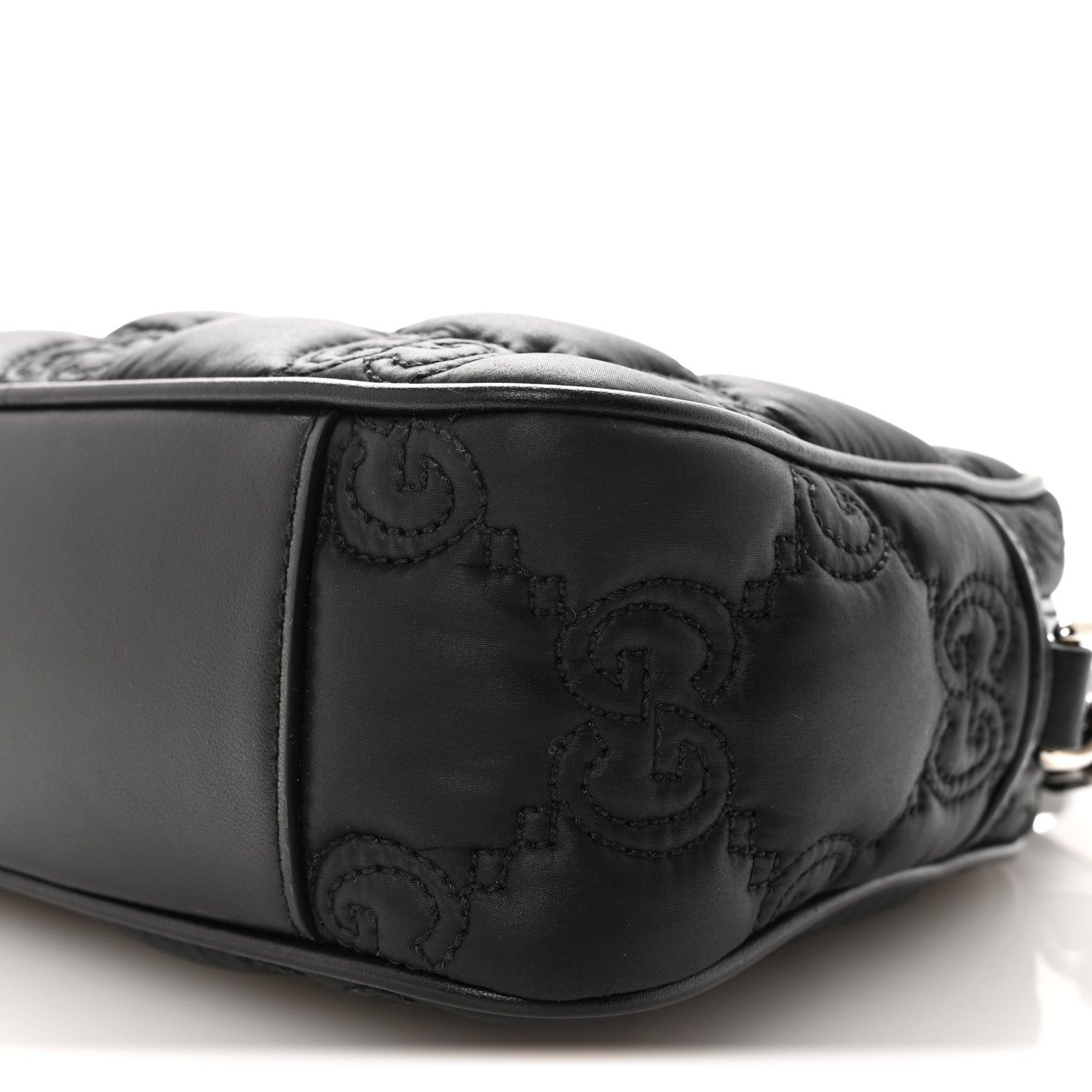 Gucci Nylon Calfskin Enamel GG Matelasse Shoulder Bag Black 9 of 9