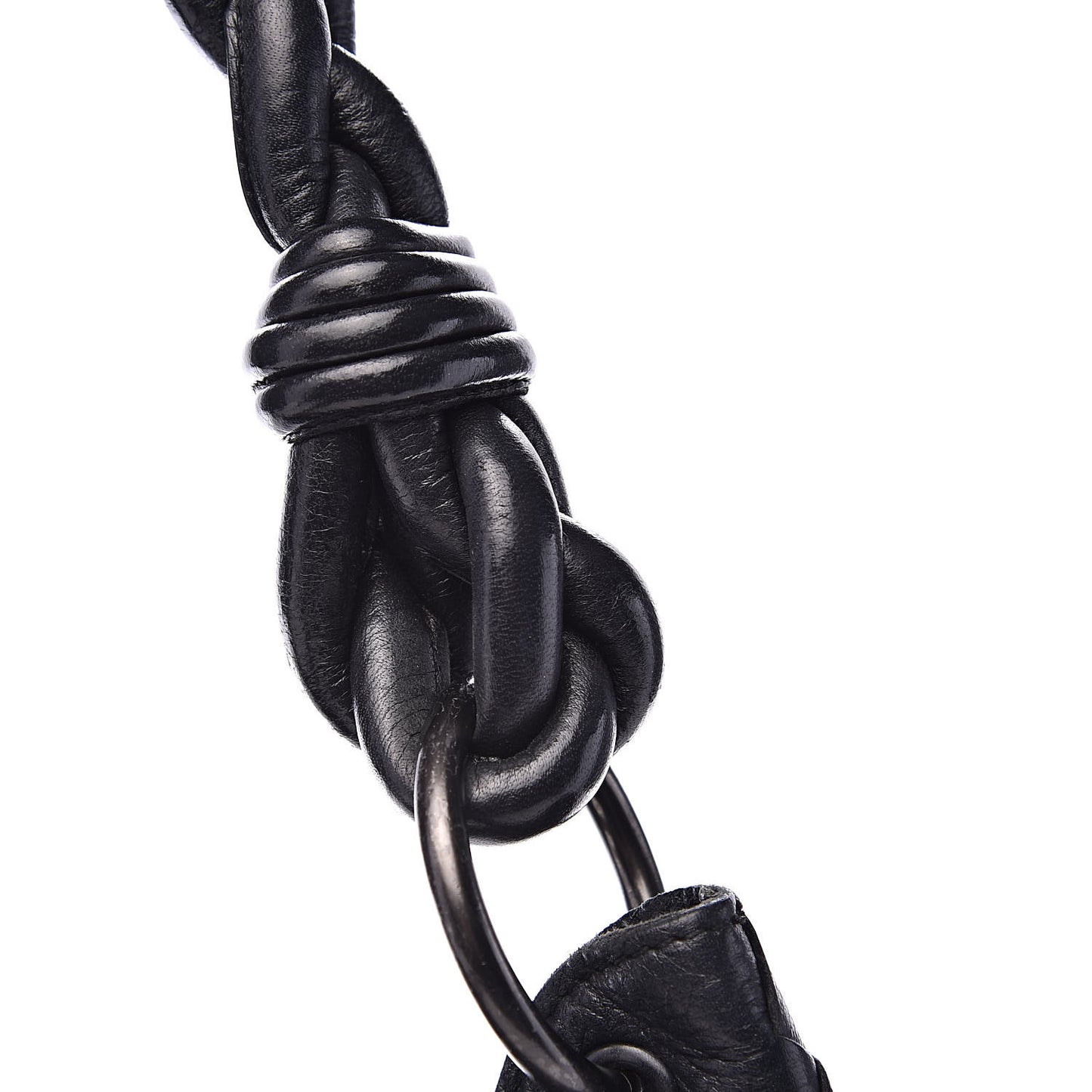 Cervo Deerskin Braided Ring Shoulder Bag Black