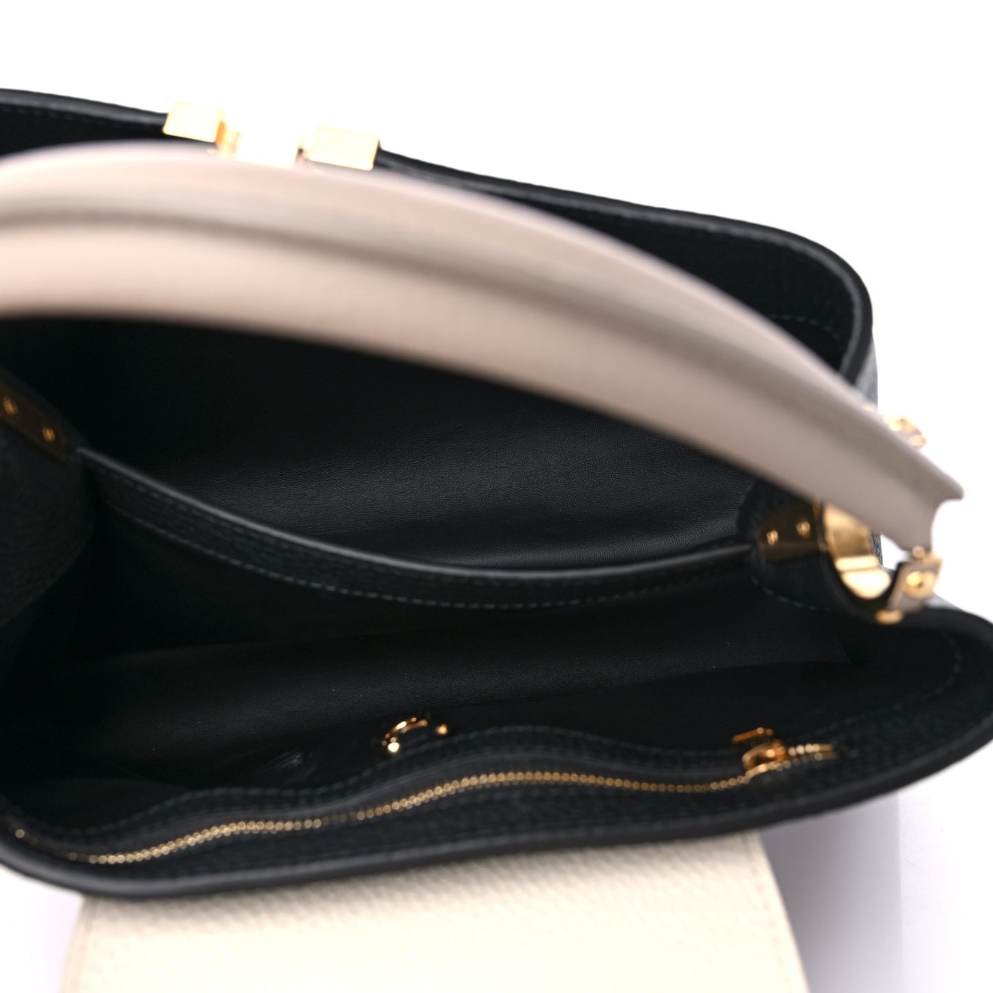 Taurillon Flower Chain Capucines MM Black Galet Gray Pearly Cream