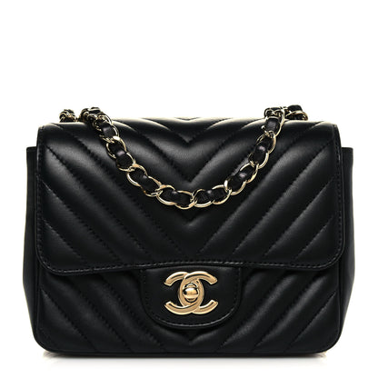 Chanel Lambskin Chevron Quilted Mini Square Flap Black 1 of 13