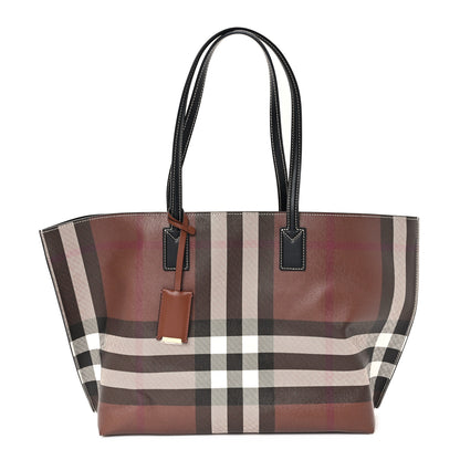 Burberry E-Canvas Check Medium Soft TB Tote Dark Birch Brown 1 of 10