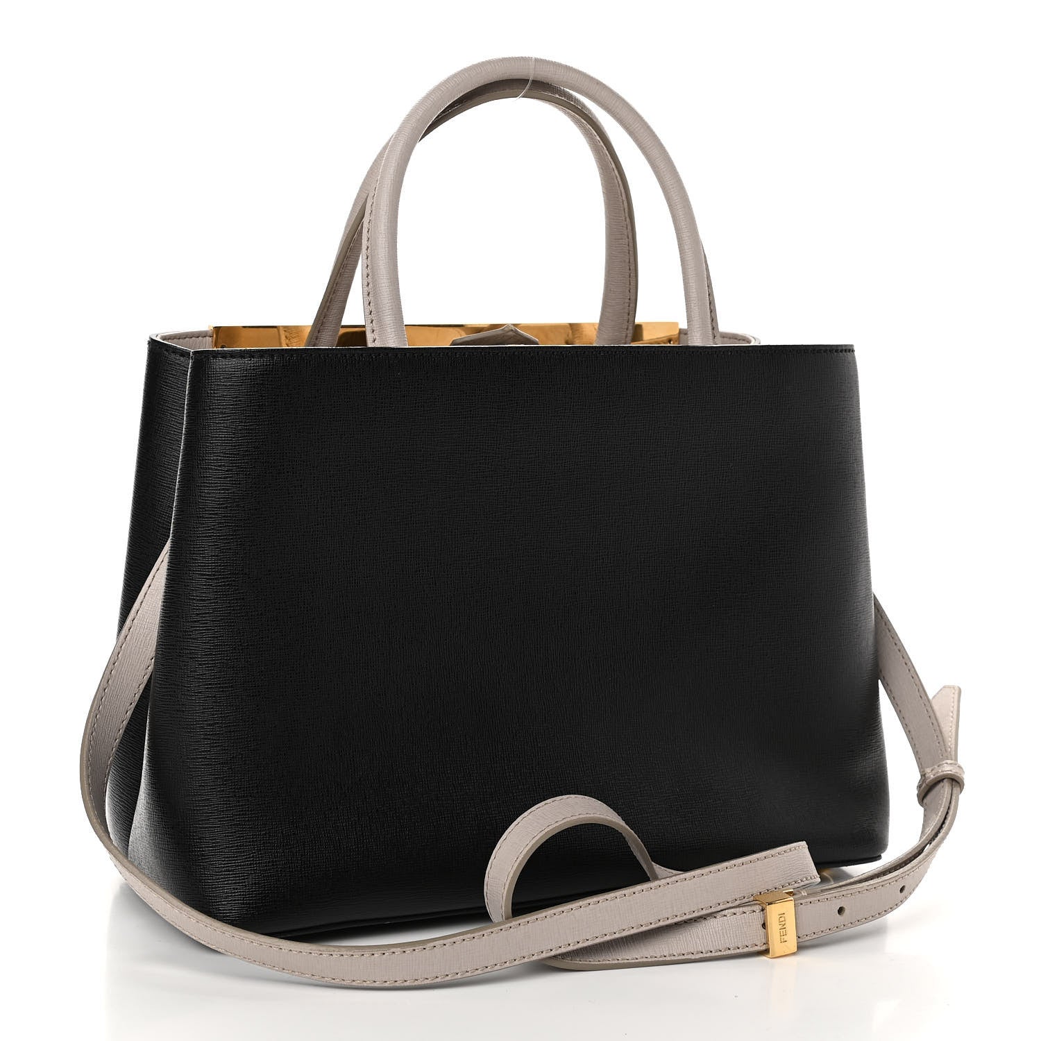 Fendi Vitello Elite Monster Petite 2Jours Tote Black Grigio Polvere Multicolor 3 of 13