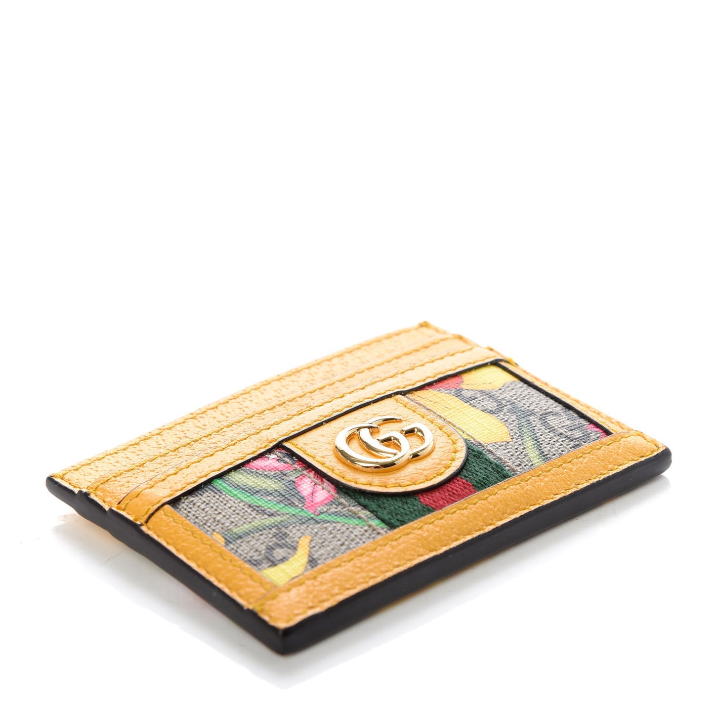 GG Supreme Monogram Flora Web Ophidia Card Holder Beige Multicolor Crop