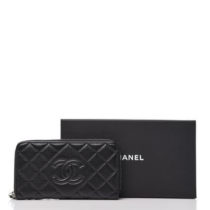 Chanel Calfskin Quilted Small Diamond CC Zip Around Wallet Black 9 of 9