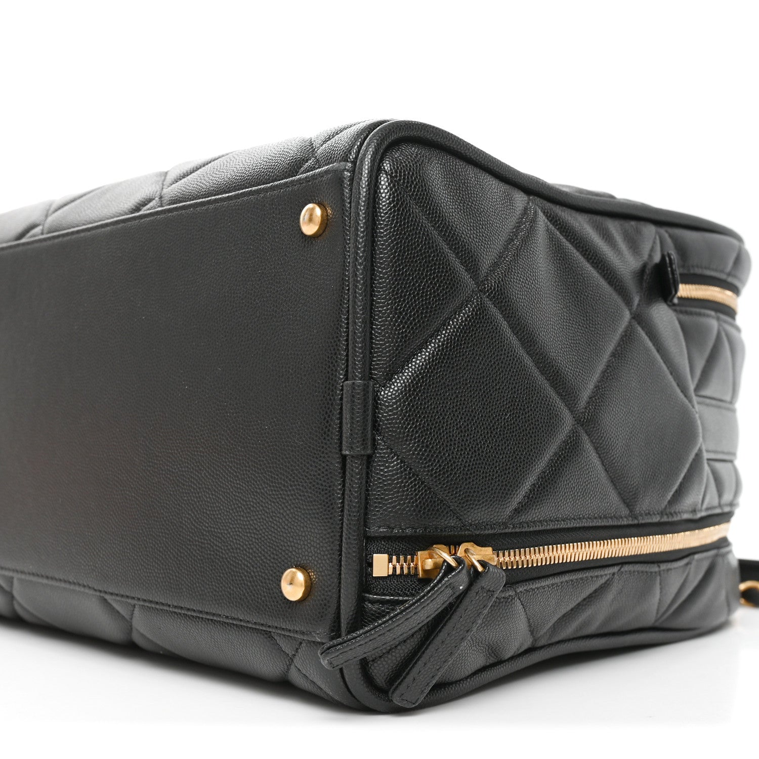 Chanel Shiny Grained Calfskin Quilted Travel Bowling Bag Black 10 of 10