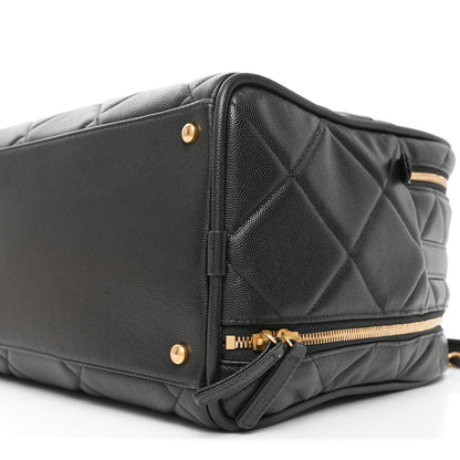 Chanel Shiny Grained Calfskin Quilted Travel Bowling Bag Black 10 of 10