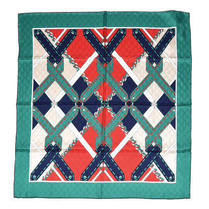 Gucci Silk Chain Argyle Square Scarf Flame Dark Green 1 of 4