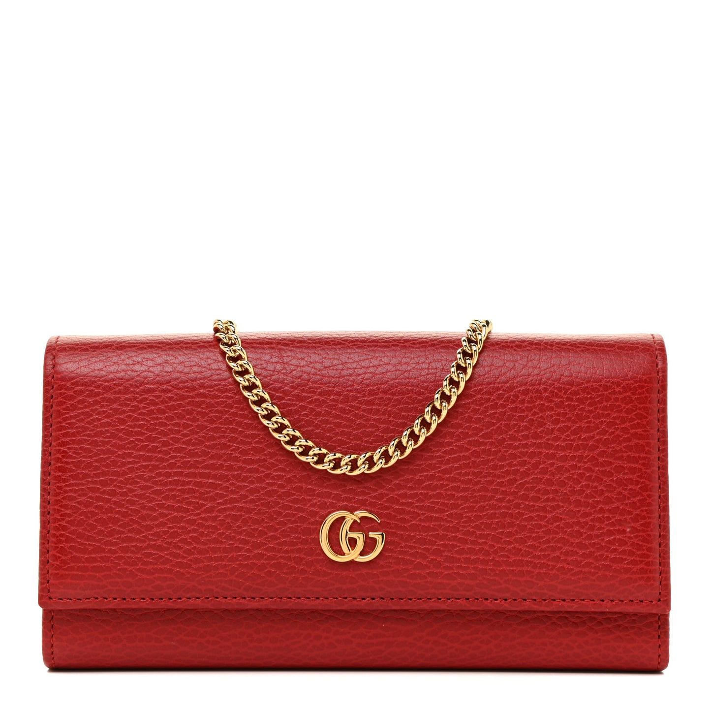 Dollar Calfskin Petite GG Marmont Wallet Chain Bag Hibiscus Red