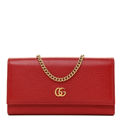 Gucci Dollar Calfskin Petite GG Marmont Wallet Chain Bag Hibiscus Red 1 of 16