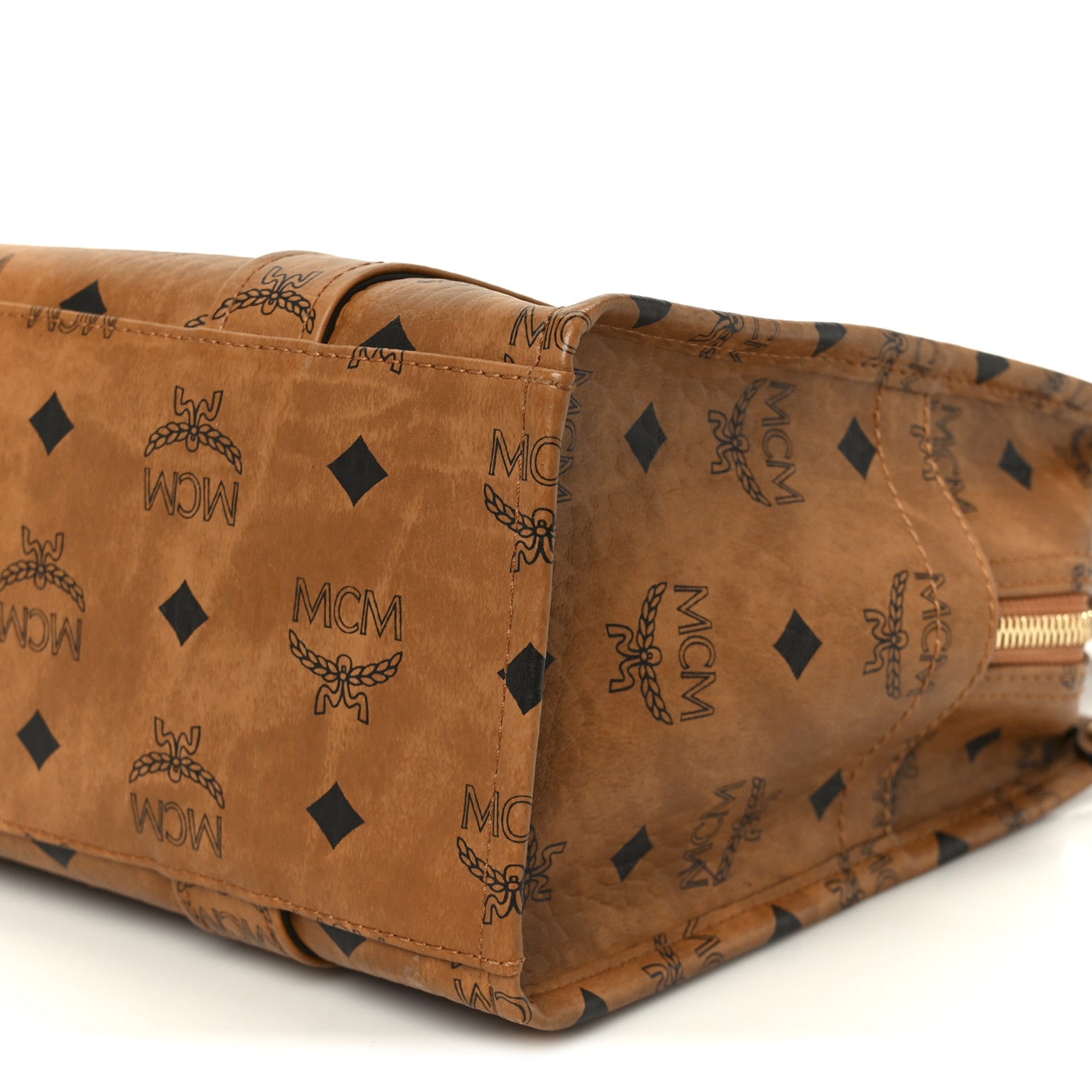 MCM Visetos Aren Small School Bag Tote Cognac 10 of 11