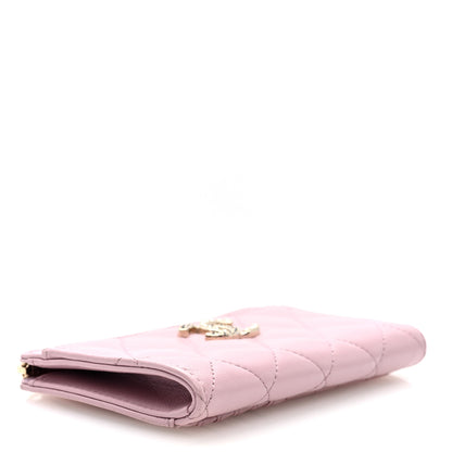 Chanel Lambskin Quilted Pearl Crystal CC Zip Around Card Holder Pink 4 of 7