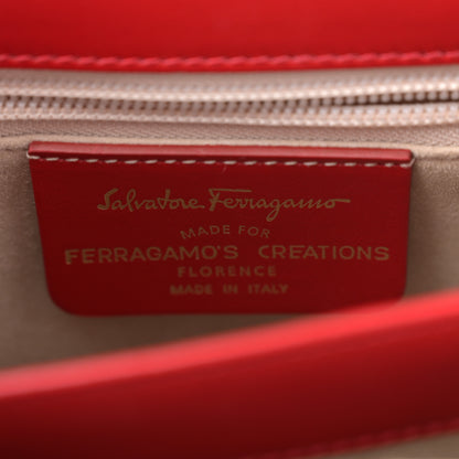 Salvatore Ferragamo Brushed Off Calfskin Small Iconic Top Handle Red 6 of 11