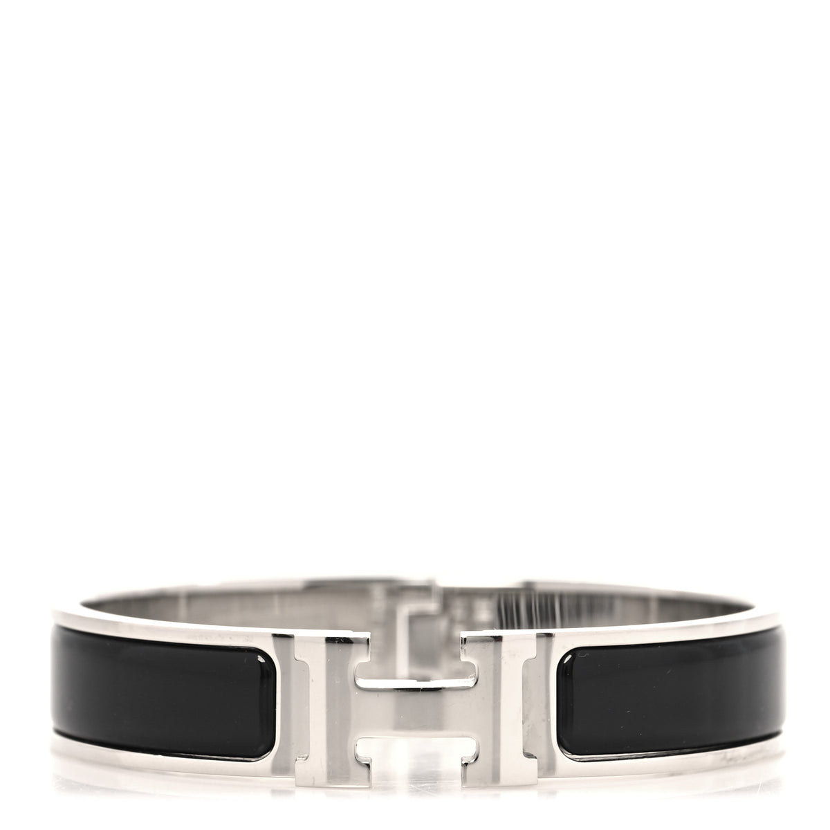 Enamel Narrow Clic Clac H Bracelet PM Black