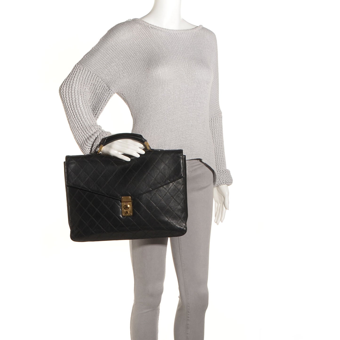 Lambskin Briefcase Bag Black