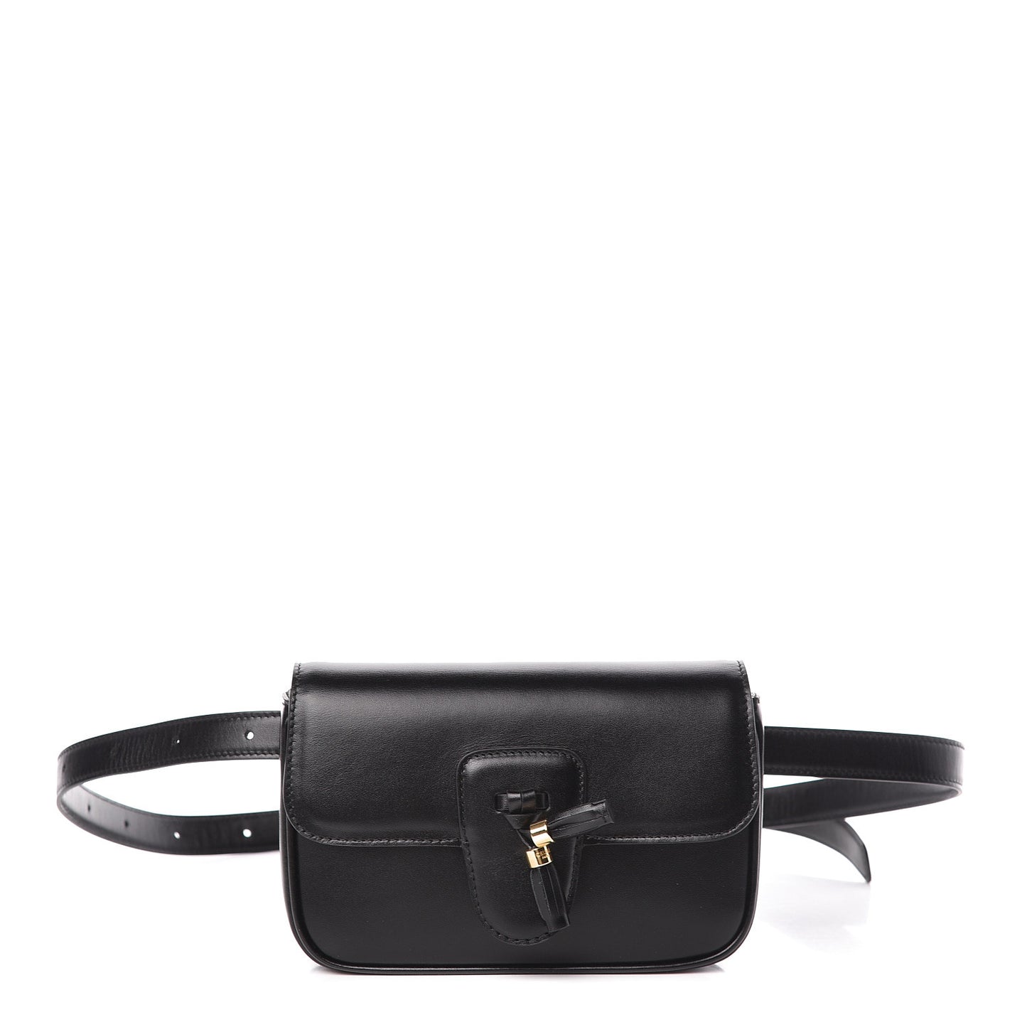Smooth Calfskin Tassel Belt Bag Black