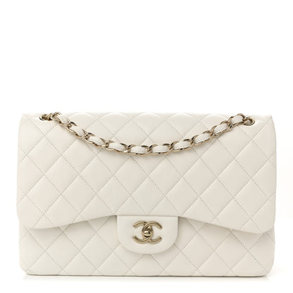 Chanel Caviar Quilted Jumbo Double Flap White 1 of 11