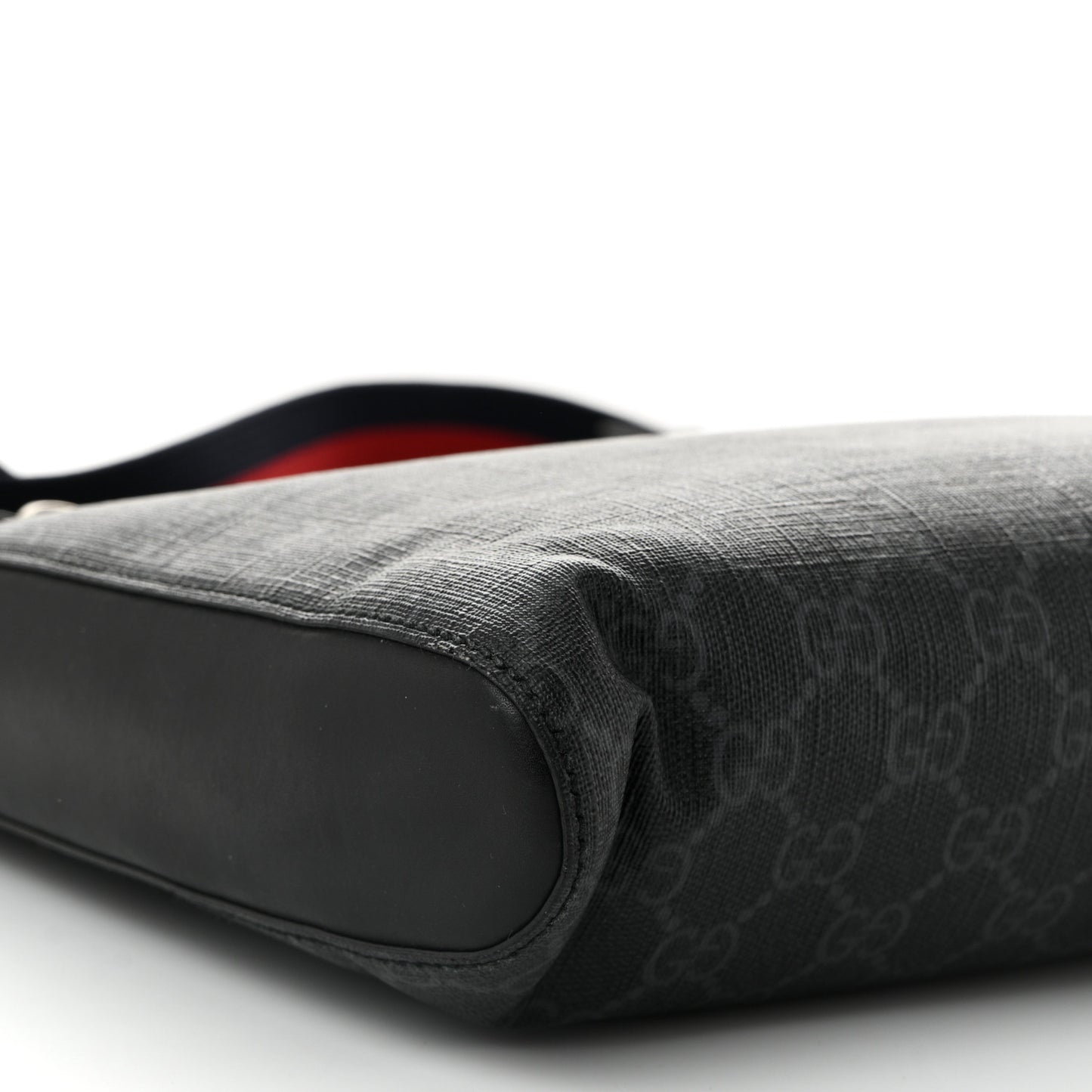 GG Supreme Monogram Web Small Flat Messenger Bag Black Grey