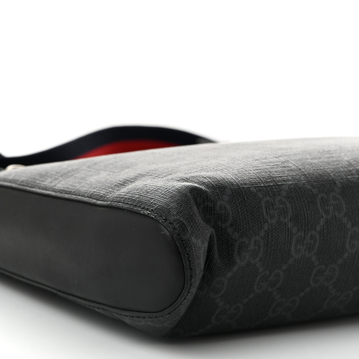 Gucci GG Supreme Monogram Web Small Flat Messenger Bag Black Grey 9 of 11