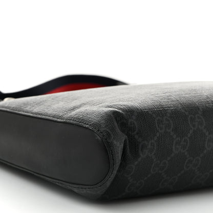 Gucci GG Supreme Monogram Web Small Flat Messenger Bag Black Grey 9 of 11