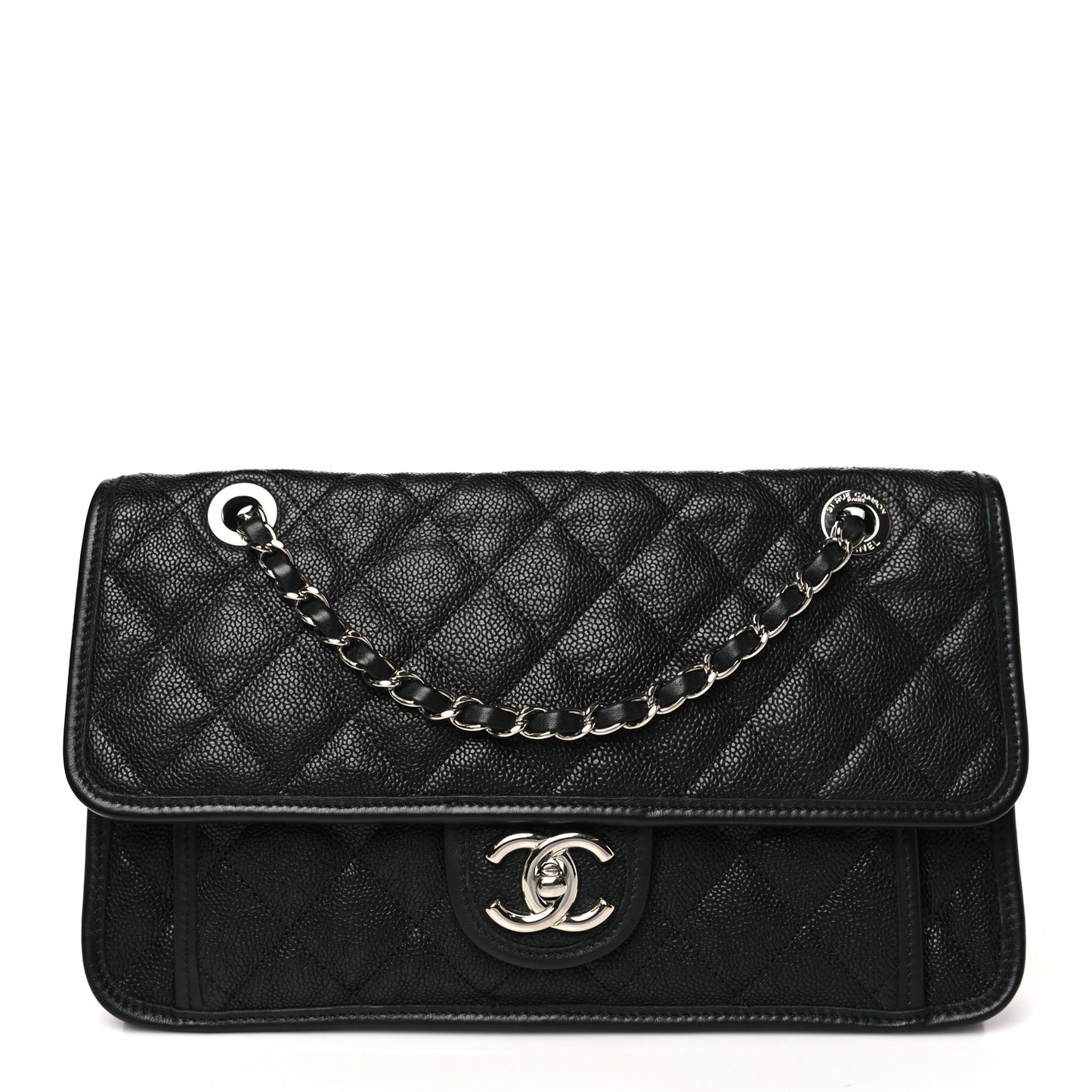Caviar Quilted Medium French Riviera Flap Black