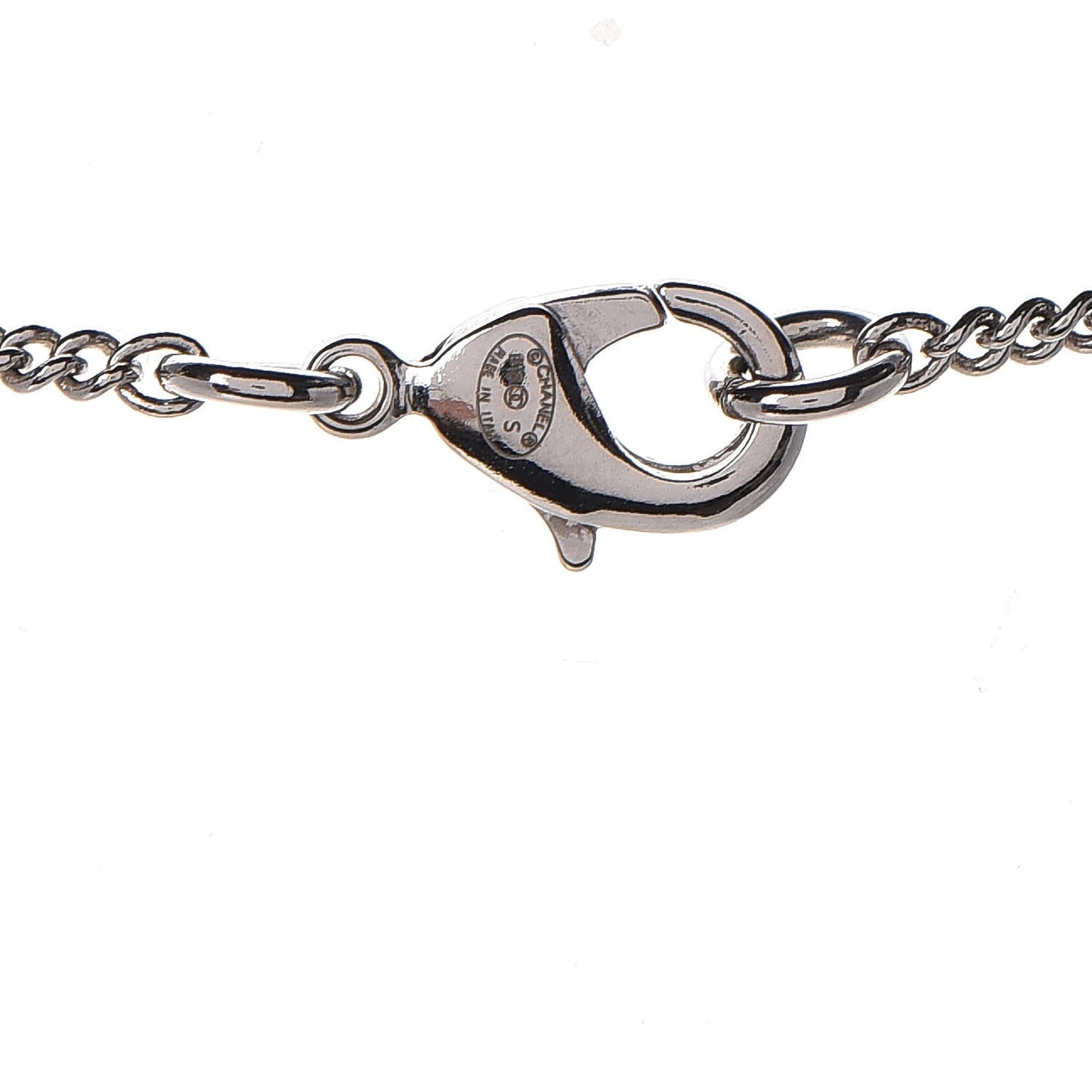 Crystal CC Drop Necklace Silver