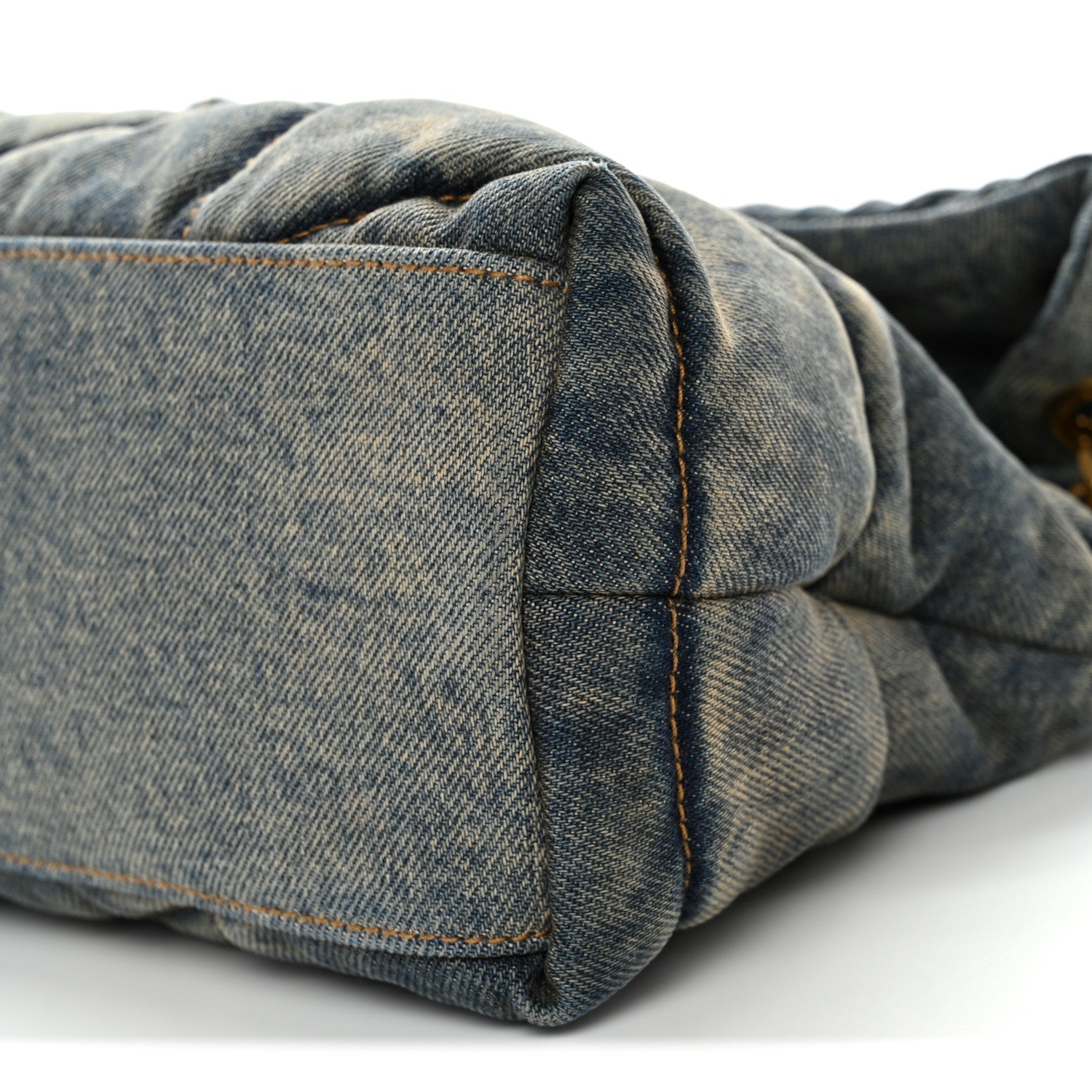 Saint Laurent Denim Quilted Small Loulou Puffer Monogram Chain Satchel Blue Cinnamon 10 of 12