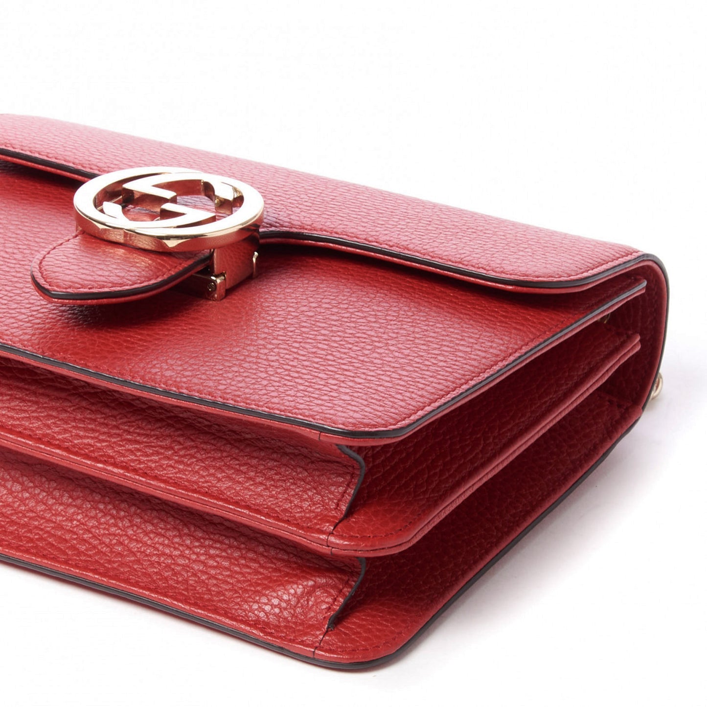 Dollar Calfskin Small Interlocking G Shoulder Bag Red