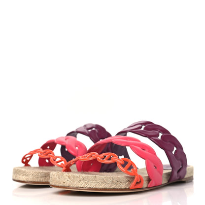 Hermes Nappa Gwen Espadrille Sandals 37 Multicolored Violet Lilas 3 of 9