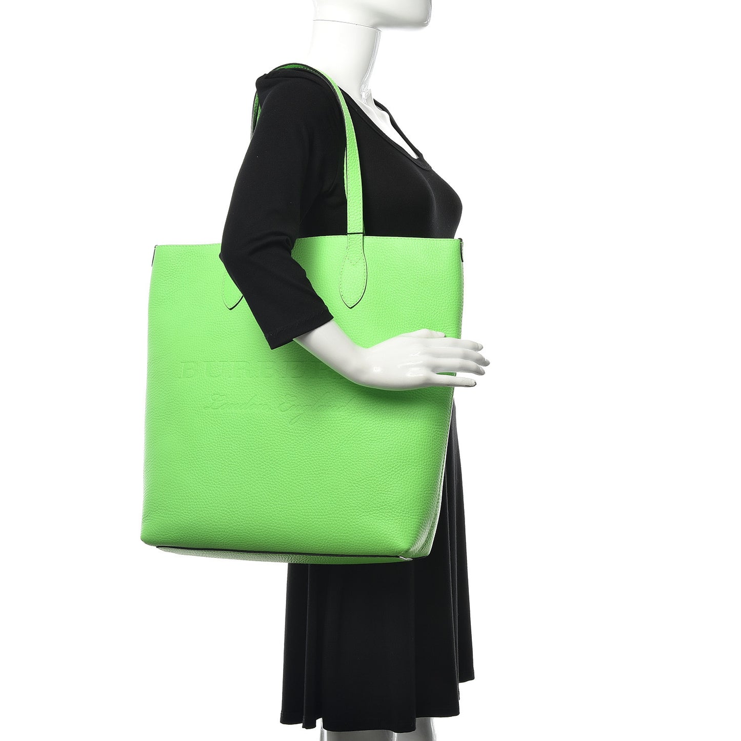 Grainy Calfskin Remington Tote Neon Green