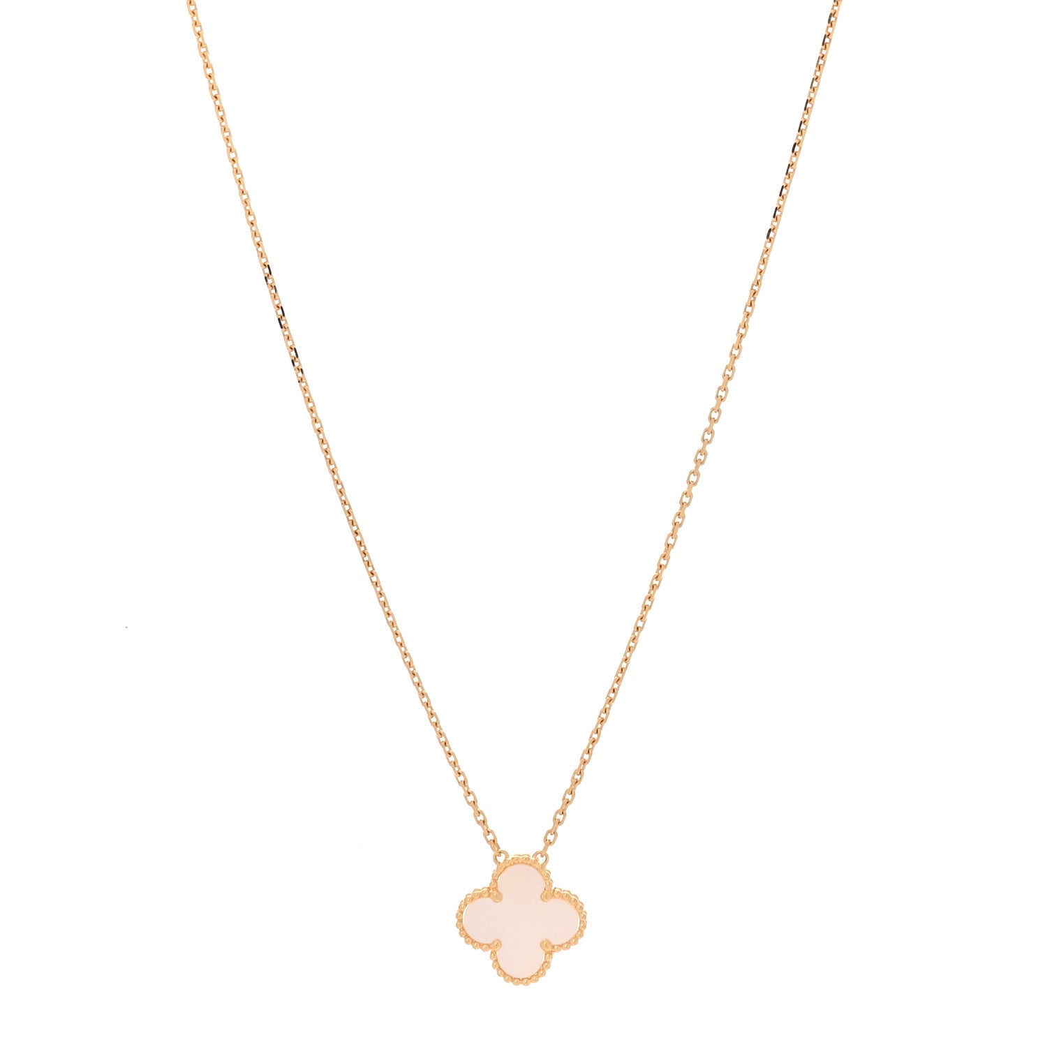 Van Cleef & Arpels 18K Yellow Gold Mother of Pearl Vintage Alhambra Pendant Necklace 1 of 5