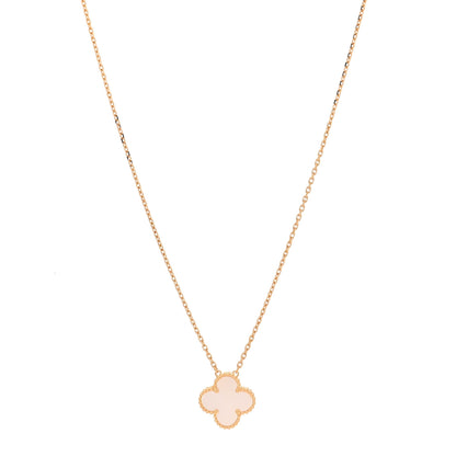 Van Cleef & Arpels 18K Yellow Gold Mother of Pearl Vintage Alhambra Pendant Necklace 1 of 5
