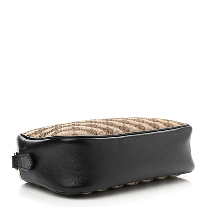 Gucci Monogram Matelasse Diagonal Small GG Marmont Chain Shoulder Bag Beige Black 2 of 9