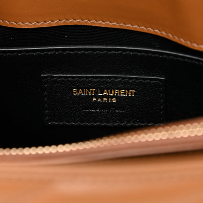 Saint Laurent Calfskin Y Quilted Monogram Small Loulou Chain Satchel Dark Natural 6 of 10