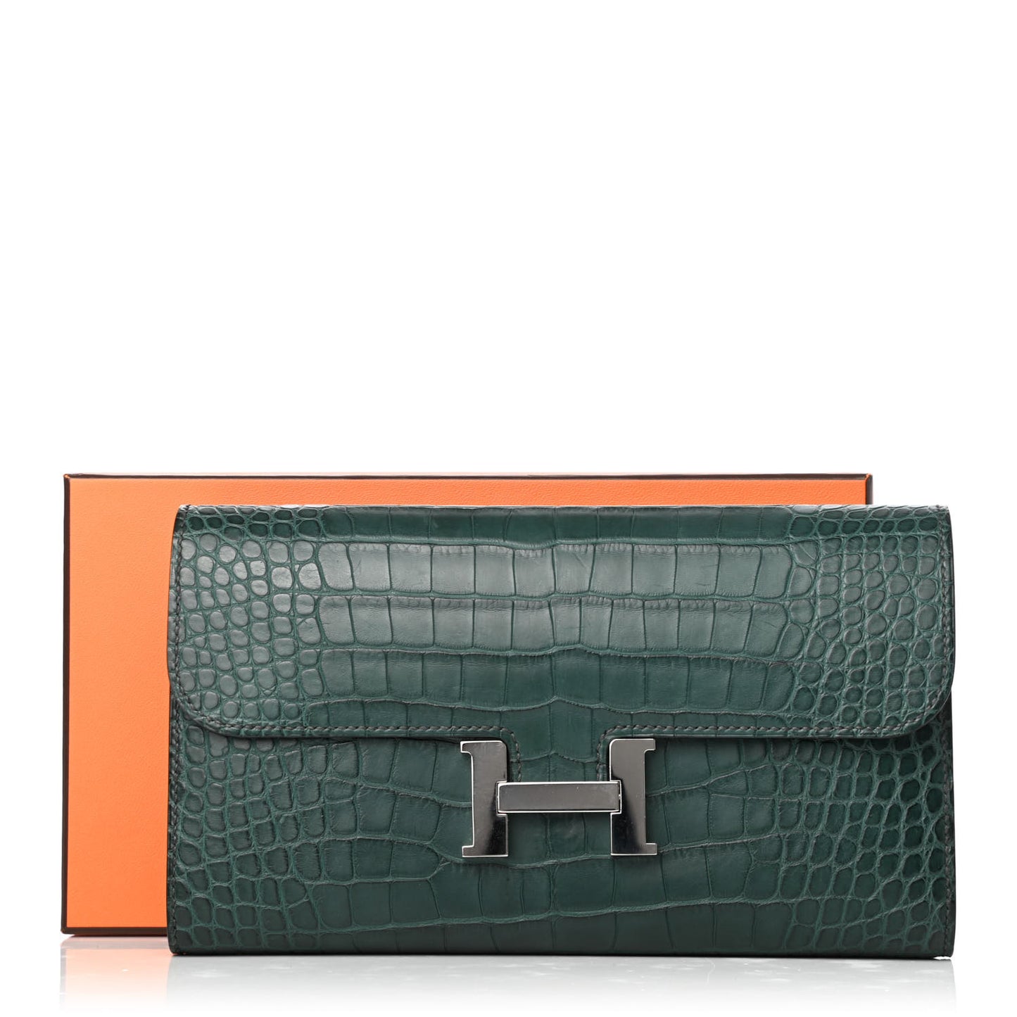 Matte Alligator Constance Wallet Vert Titien