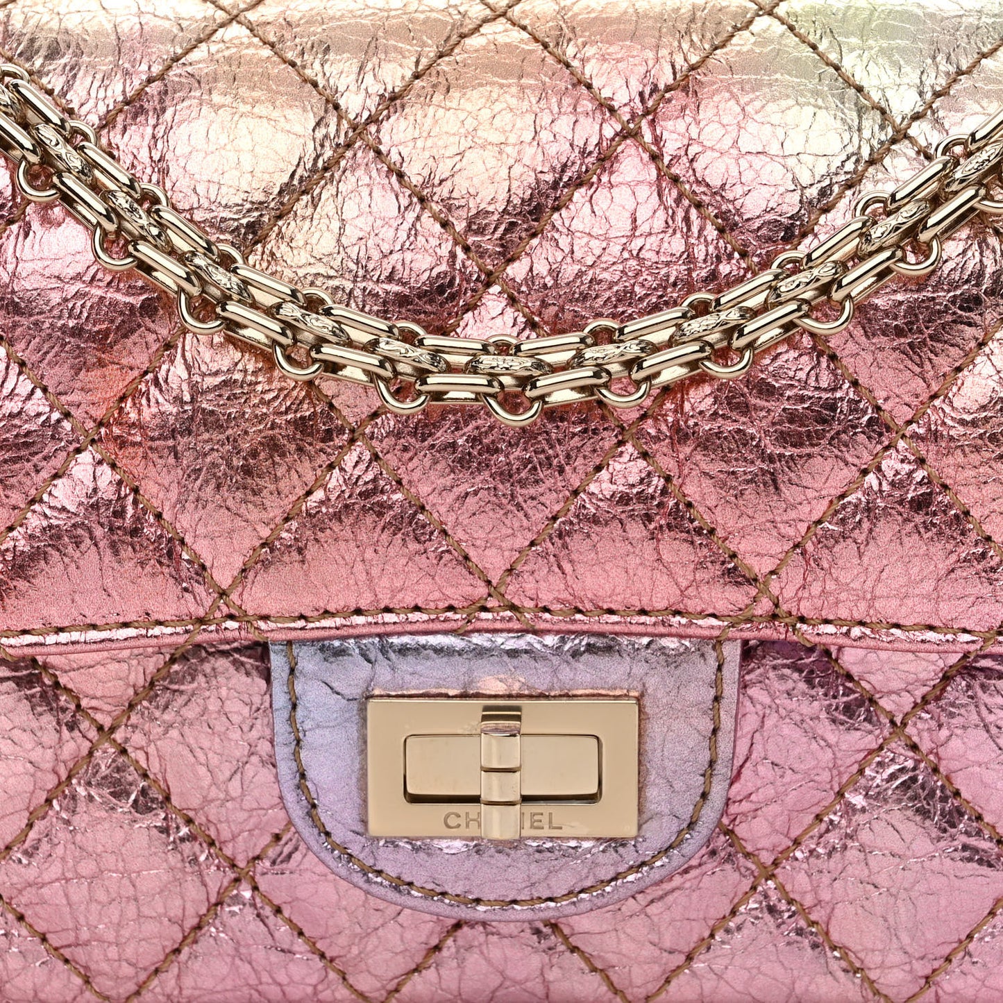 Metallic Goatskin Quilted Mini 2.55 Reissue Flap Multicolor