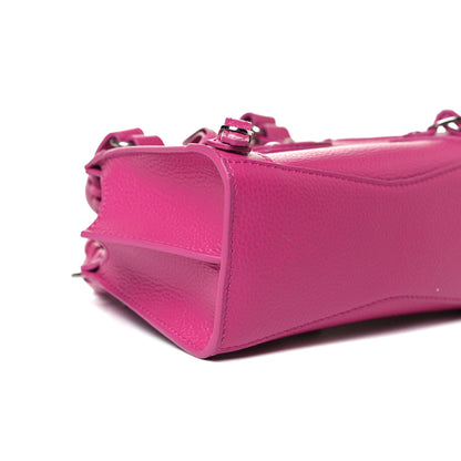 Balenciaga Grained Calfskin Neo Classic Silver Hardware Nano City Crossbody Fuchsia 8 of 11