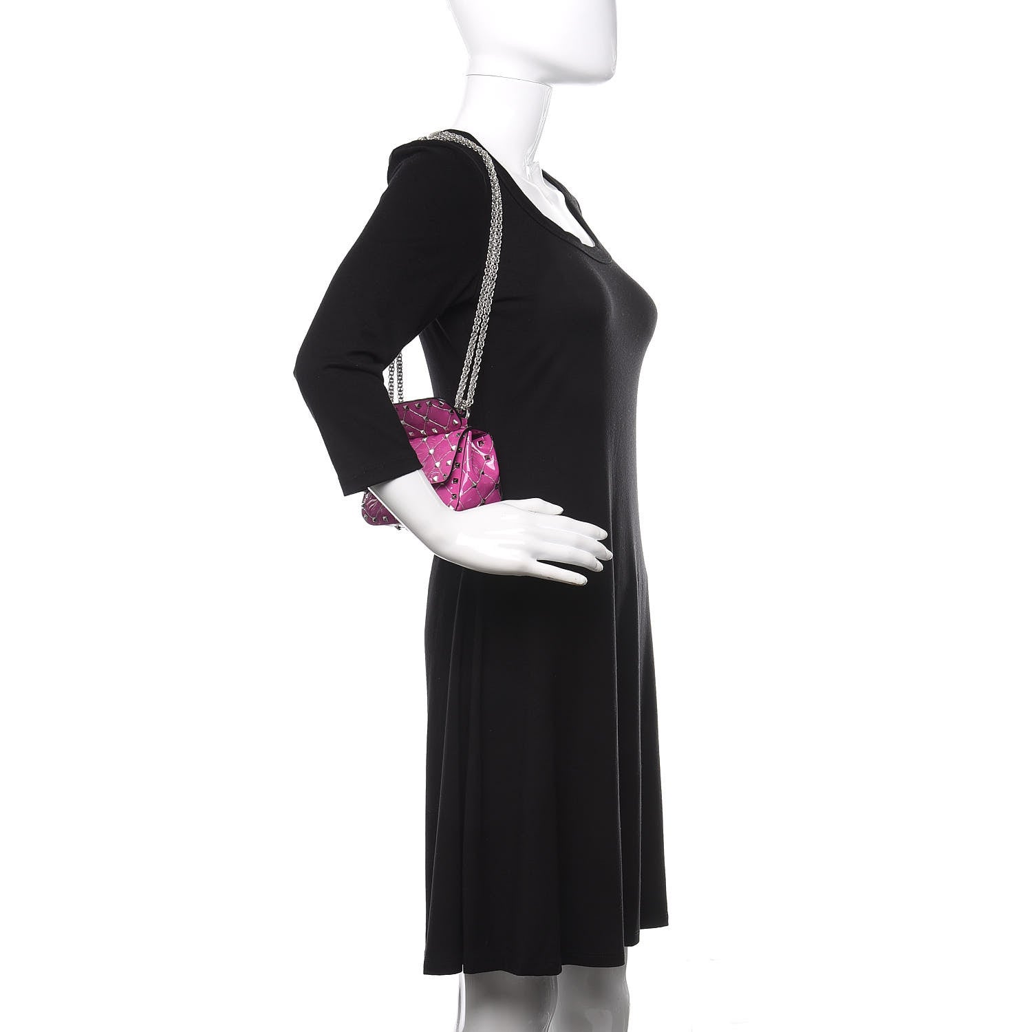 Valentino Garavani Patent Micro Rockstud Spike Shoulder Bag Radiant Orchid 2 of 9