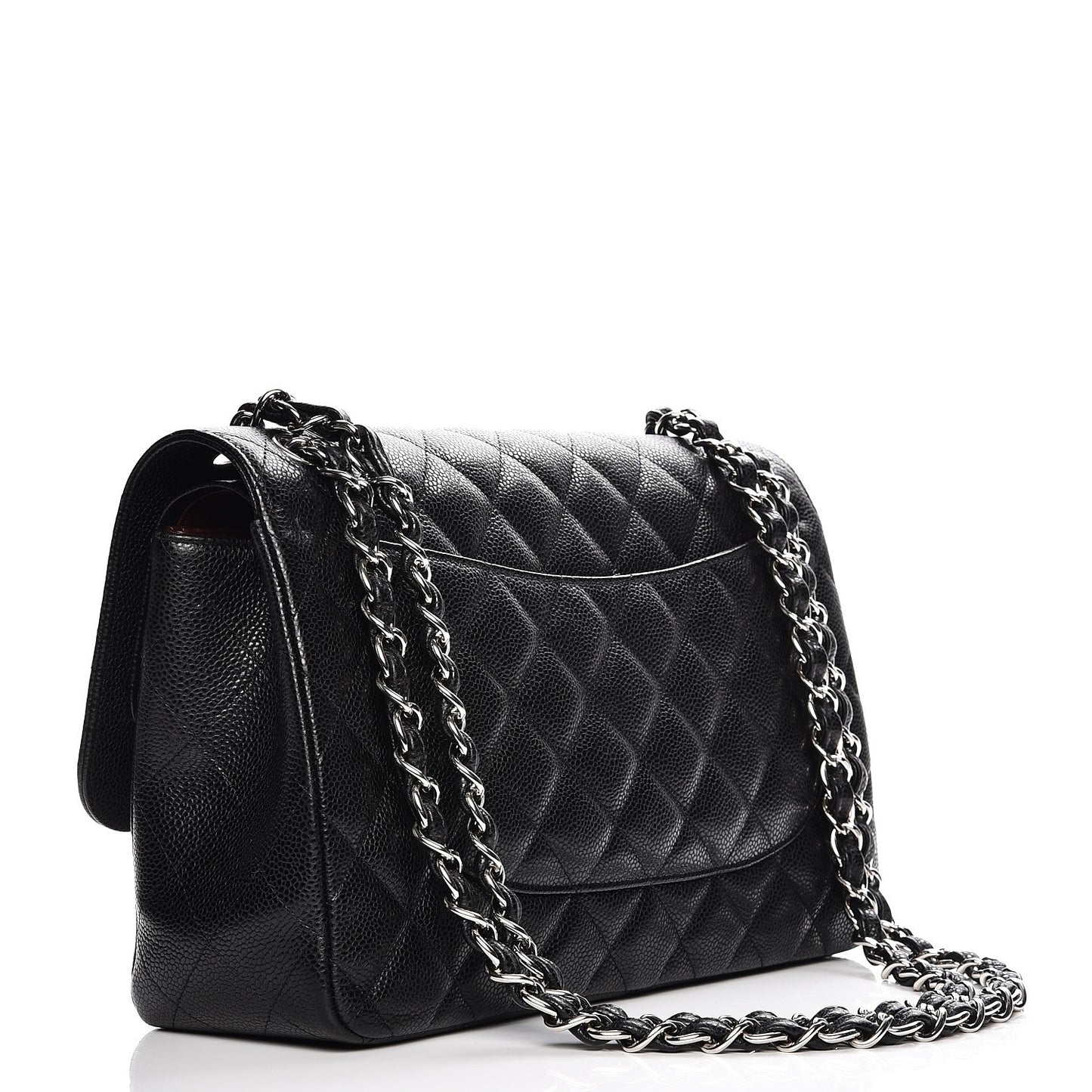 Caviar Quilted Jumbo Double Flap Black